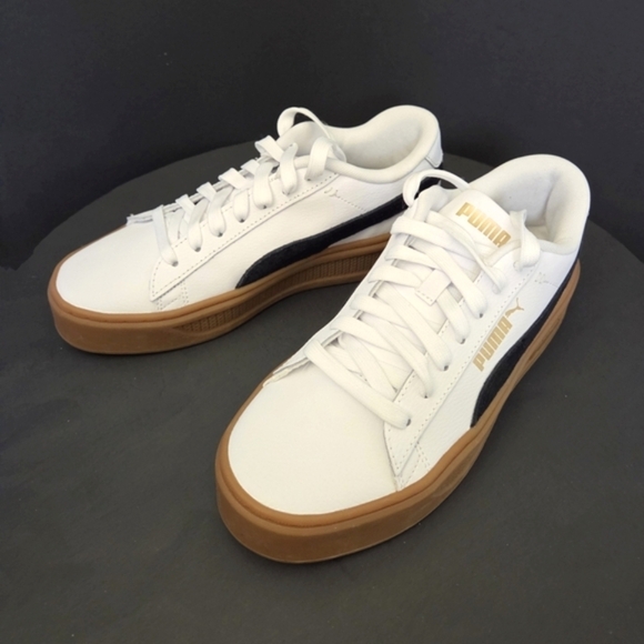 Puma Smash Platform V3 Mono Twist Sneakers White Black Gum Women's Avail 7.5 8.0 - Picture 2 of 11